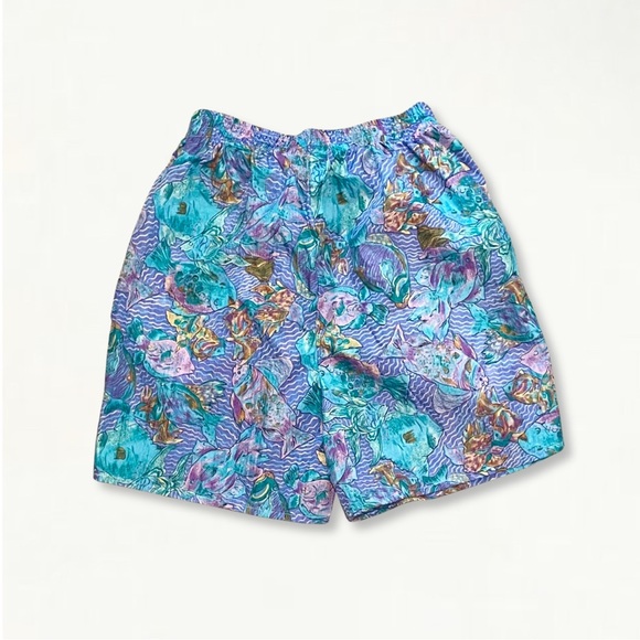Vintage 1990s Colorful Geometric Fish Print 100% Nylon Swim Trunks Size Large - Picture 9 of 14